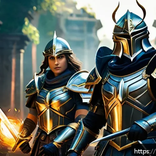 Home 30 리그 오브 레전드 승률 높은 콤보 - A dynamic duo-lane scene featuring an aggressive support champion clad in ornate, gleaming armor wit...